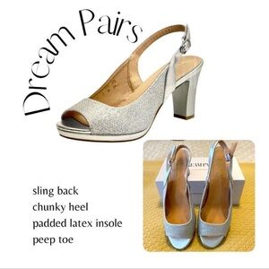 New in Box- Wedding Chunky Heel Peep Toe Sling Back, Neina by Dream Pairs